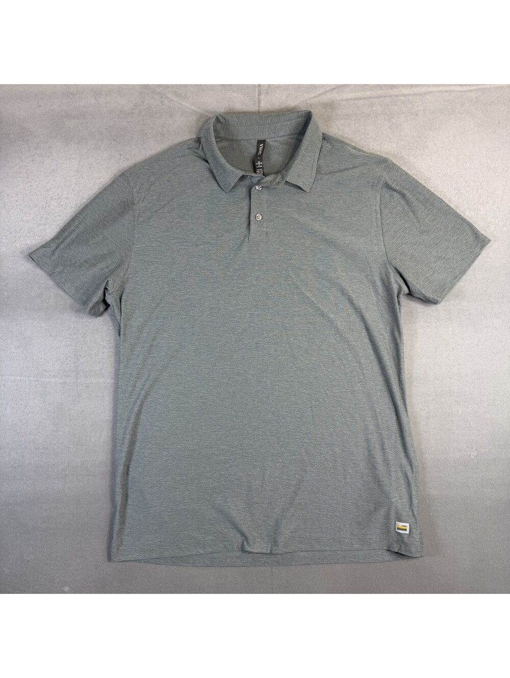 Vuori Strato Tech Polo Mens Large Green Heathered Short Sleeve Shirt V188